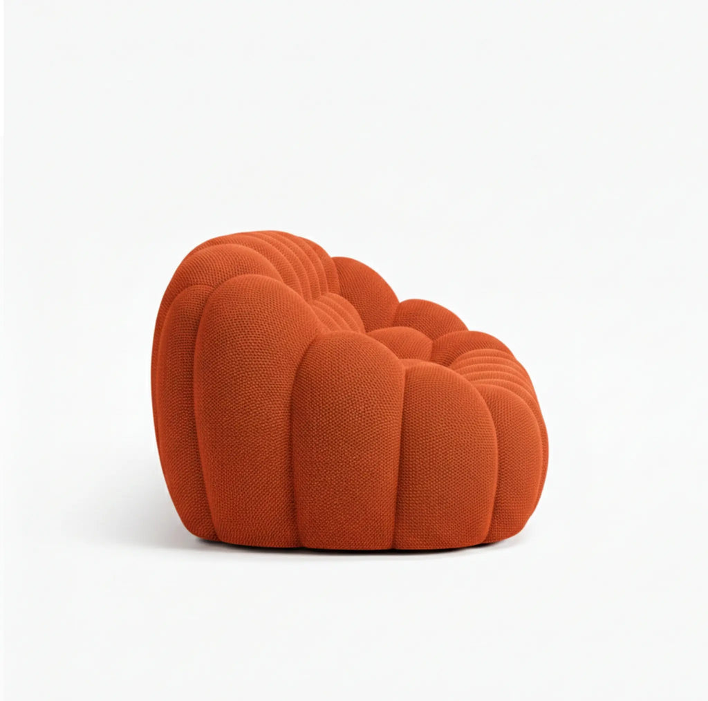 Canapé bubble 2 place orange de côté