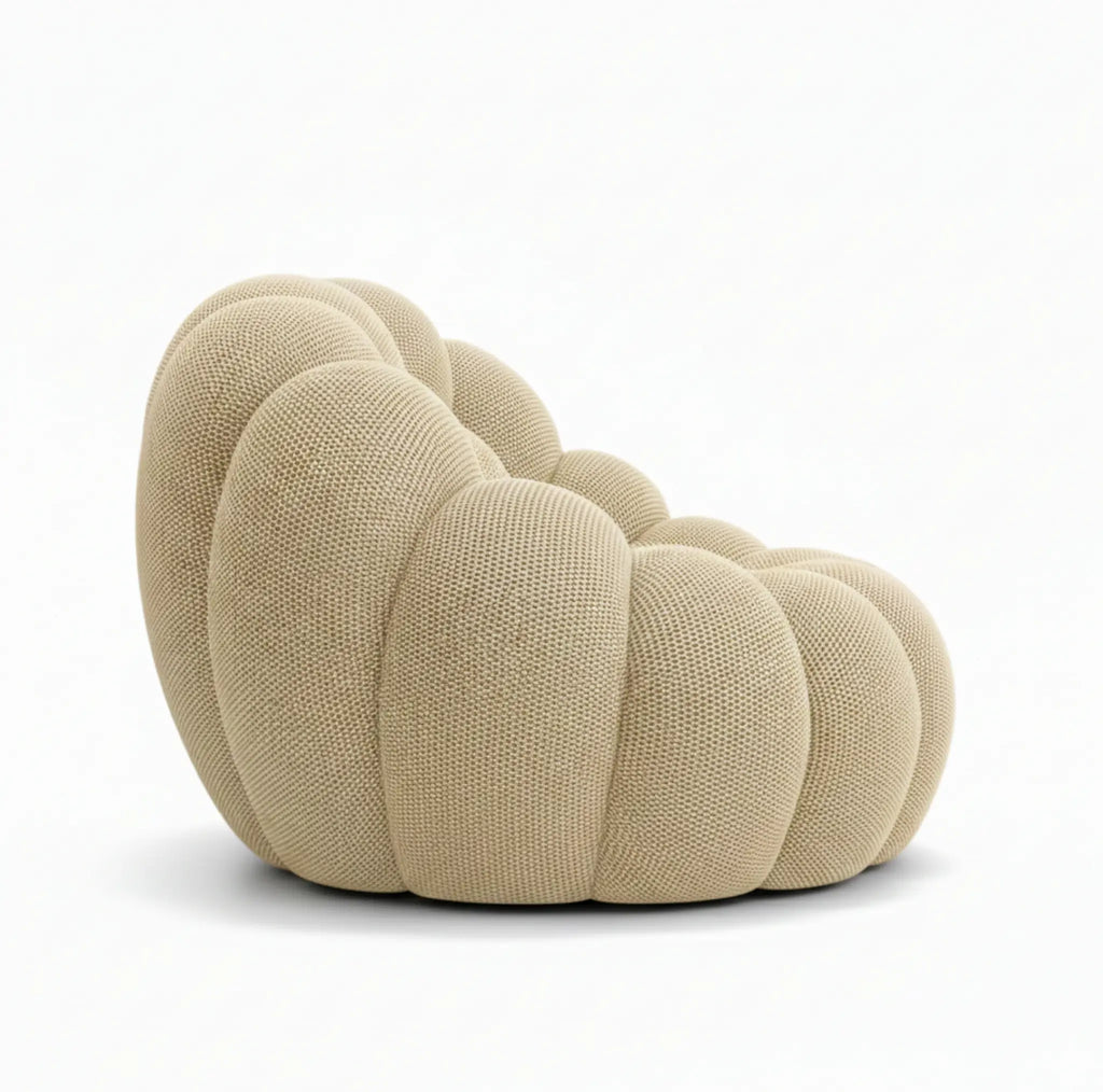 Fauteuil bubble beige vue de côté