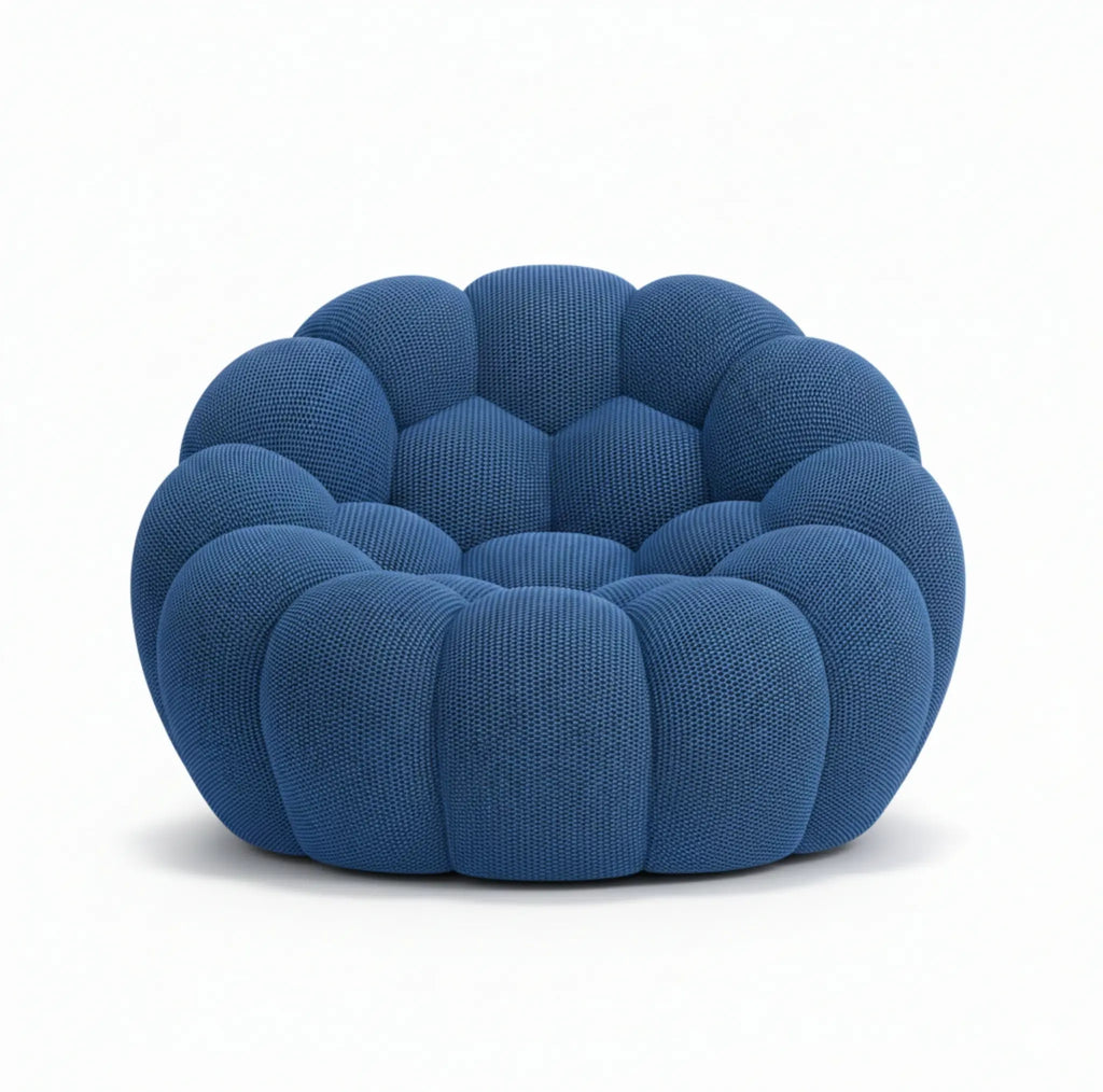 Fauteuil bubble bleu vue de face